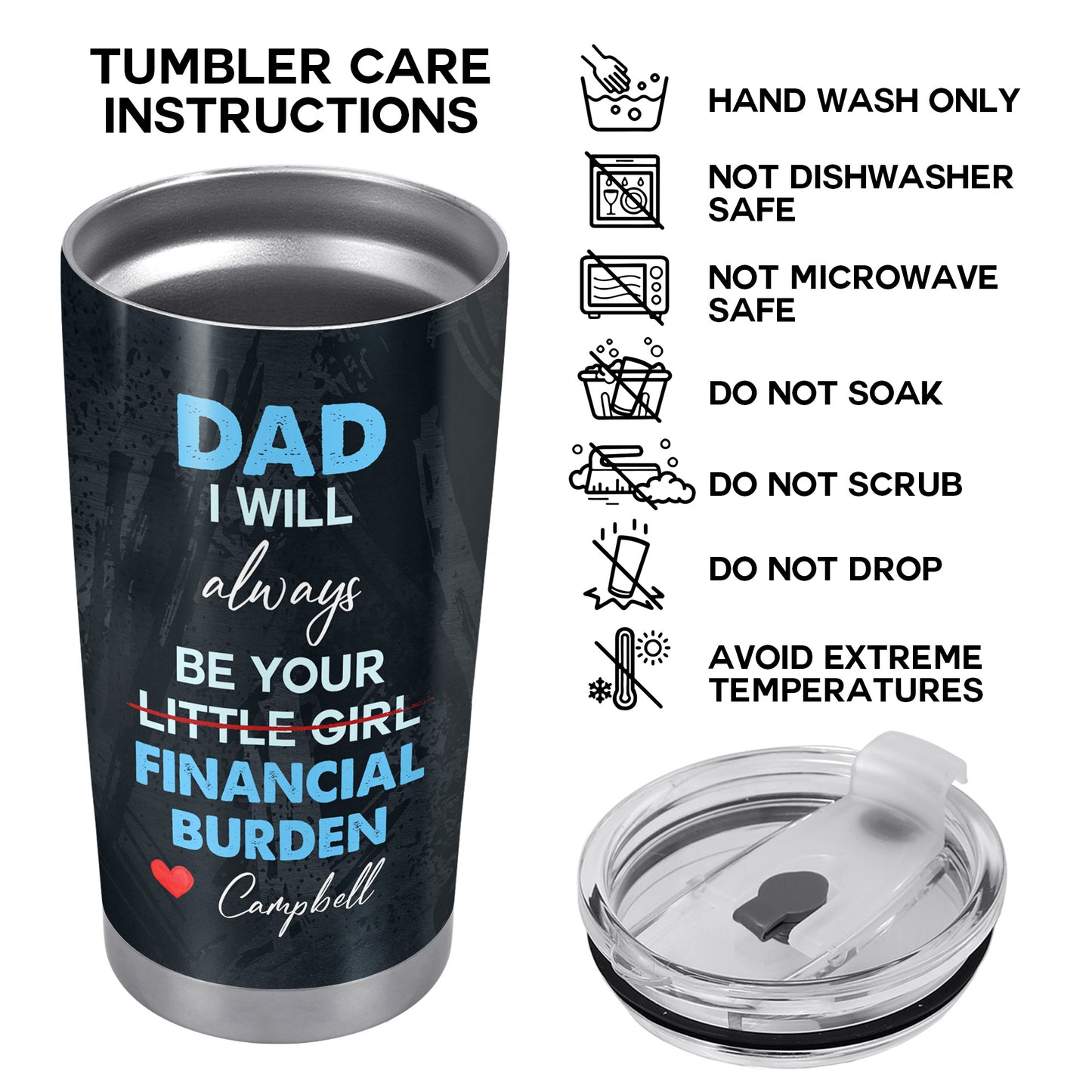 Dad I Will Always Be Your Little Girl Financial Burden Tumbler
