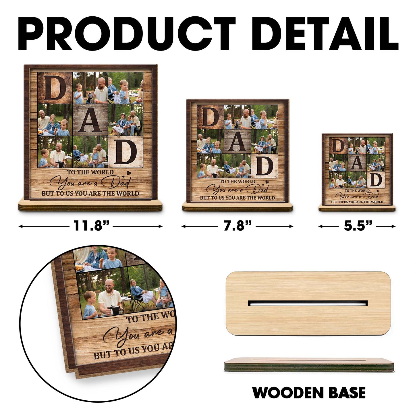 To The World You Are A Dad, Family Photo Wood Plaque