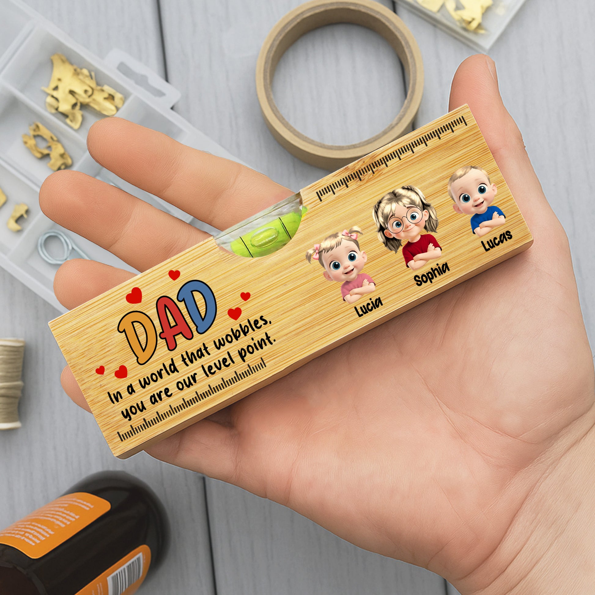 DAD In A World That Wobbles, You Are Our Level Point, Level and Bottle Opener