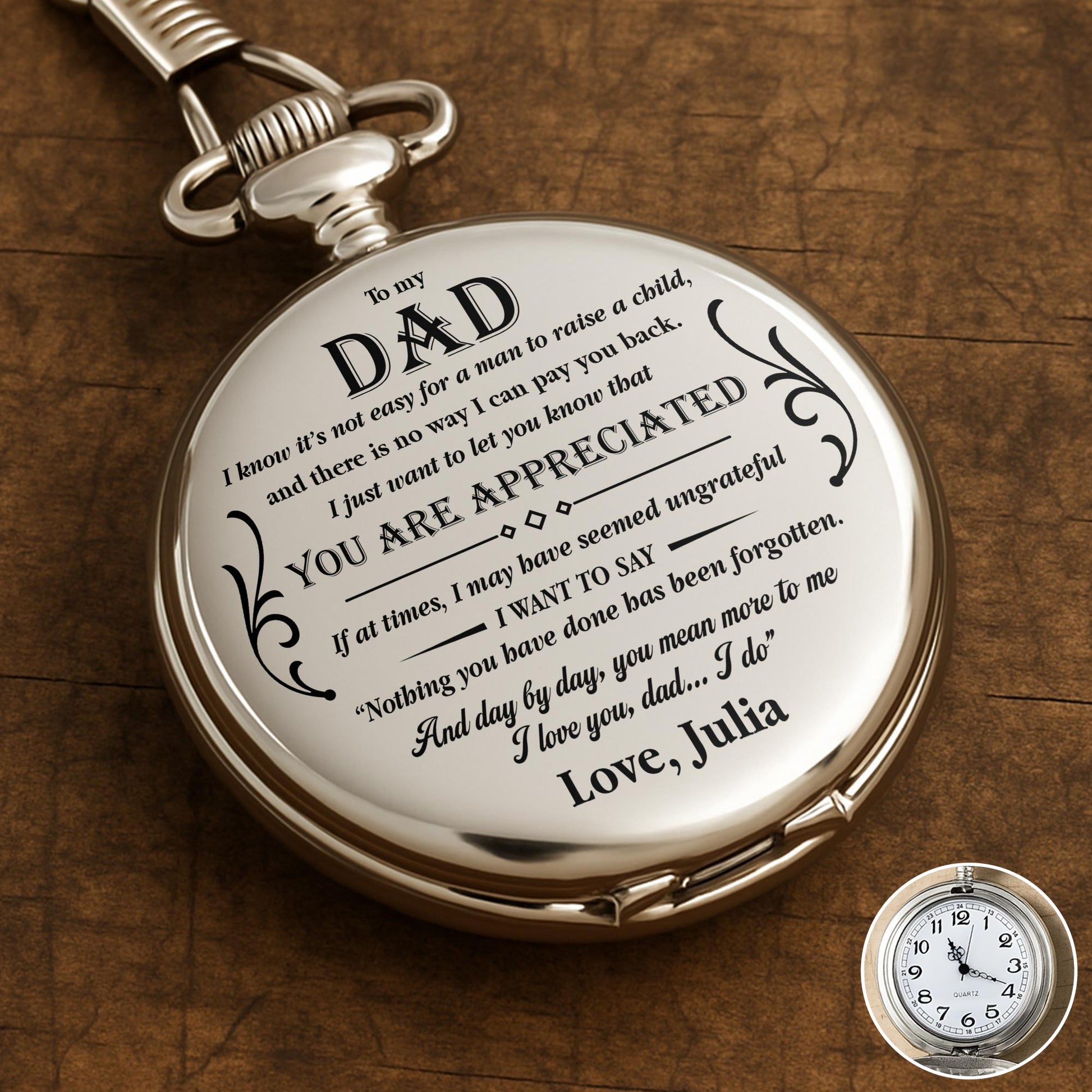 To My Dad, You Are Appreciated, Ornamental Script