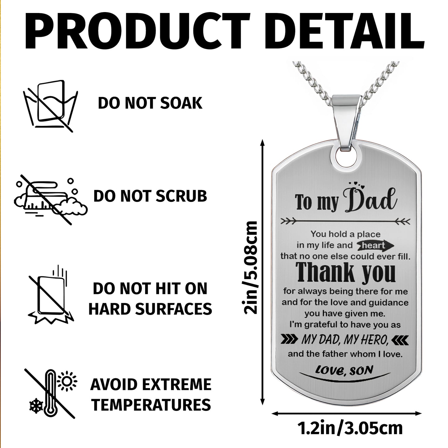 To My Dad, Thank You, My Hero Dog Tag