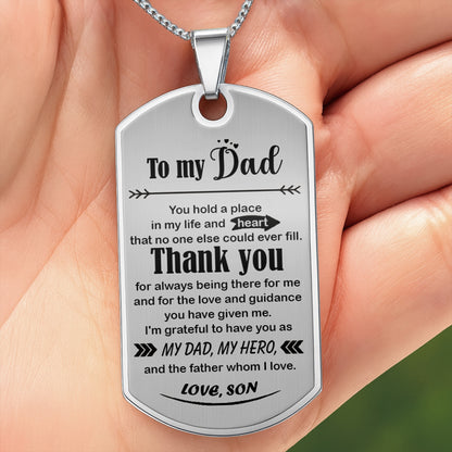 To My Dad, Thank You, My Hero Dog Tag