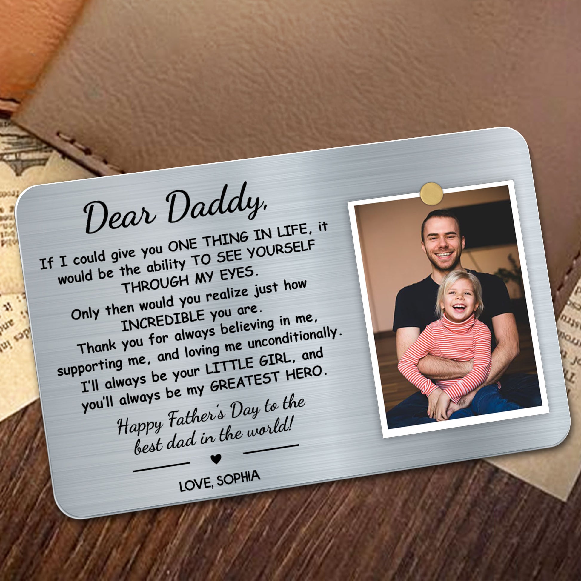 Dear Daddy, You Are My Greatest Hero Wallet Card