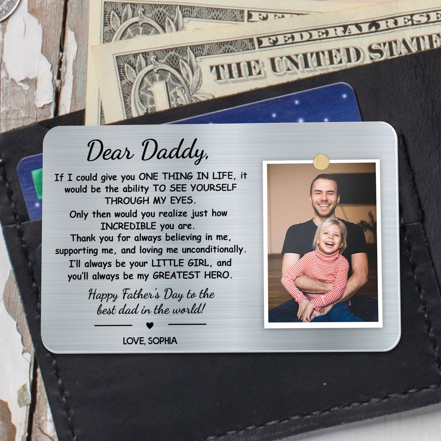 Dear Daddy, You Are My Greatest Hero Wallet Card