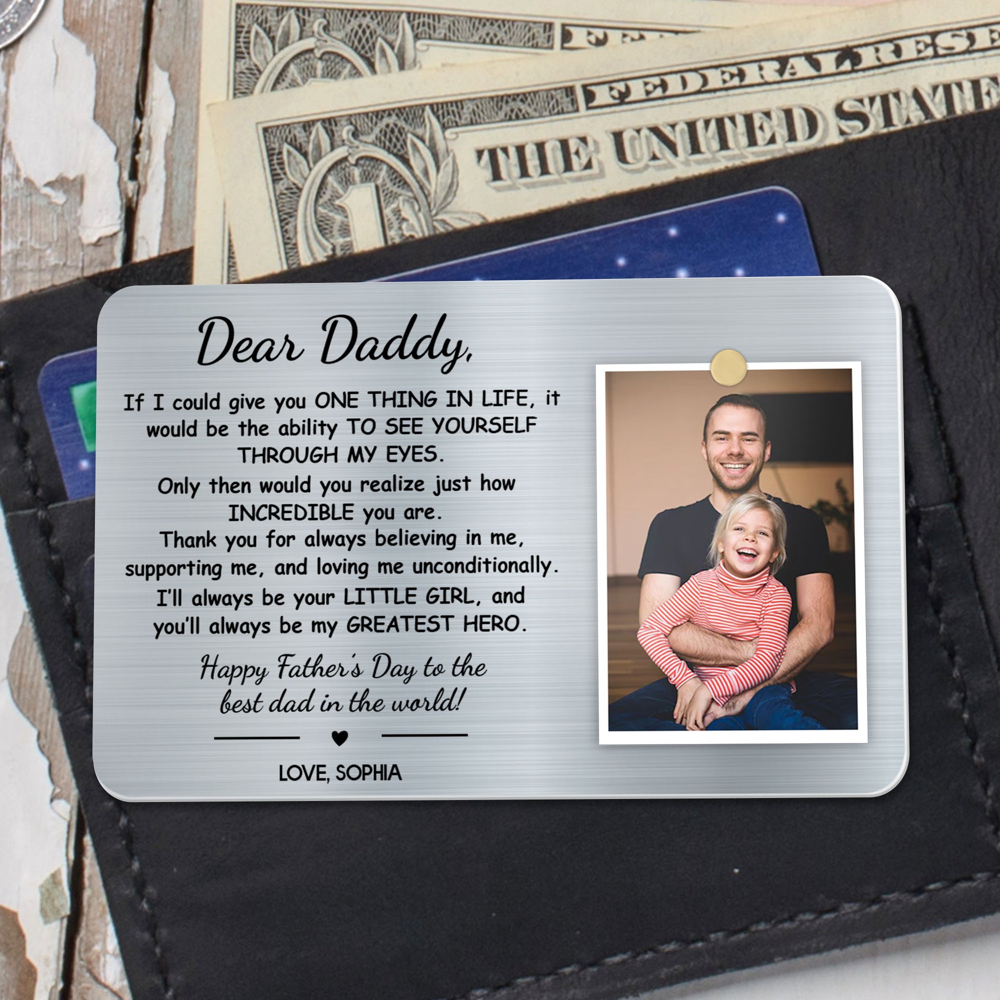 Dear Daddy, You Are My Greatest Hero Wallet Card