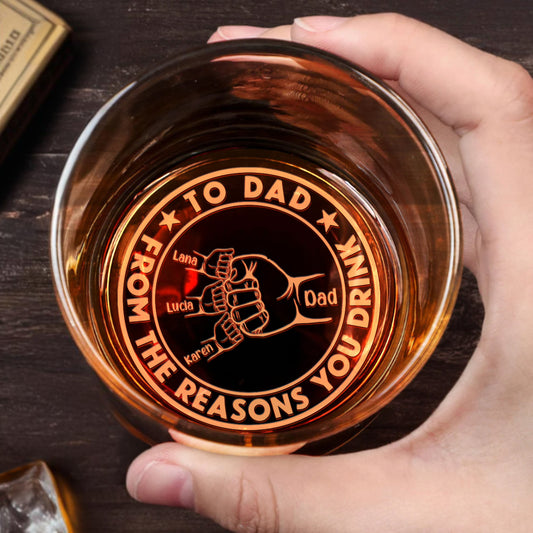 To Dad, From The Reasons You Drink, Handshake - Personalized Engraved Whiskey Glass - DAD028_EWG