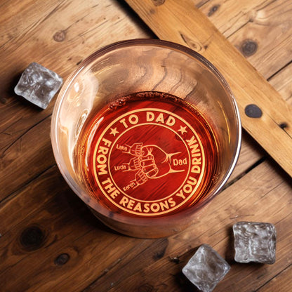 To Dad, From The Reasons You Drink, Handshake - Personalized Engraved Whiskey Glass - DAD028_EWG