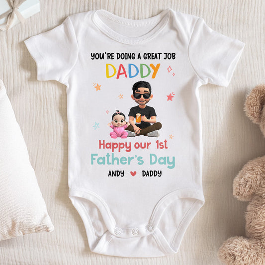 You're Doing A Great Job Daddy, Happy Our 1st Father's Day, Cartoon Figures