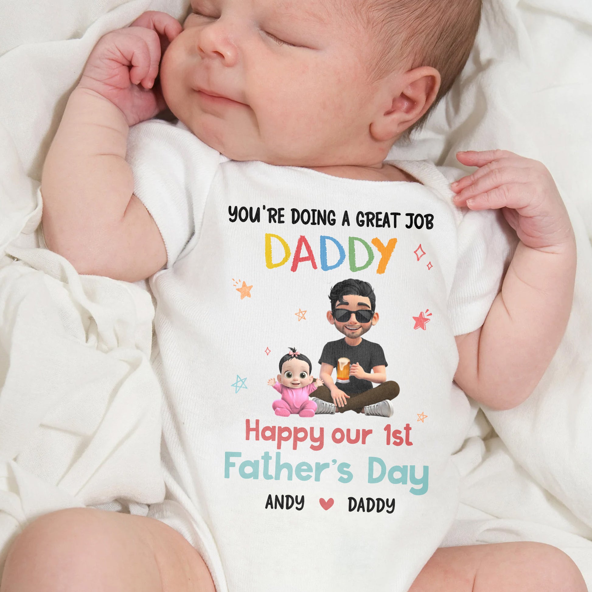 You're Doing A Great Job Daddy, Happy Our 1st Father's Day, Cartoon Figures
