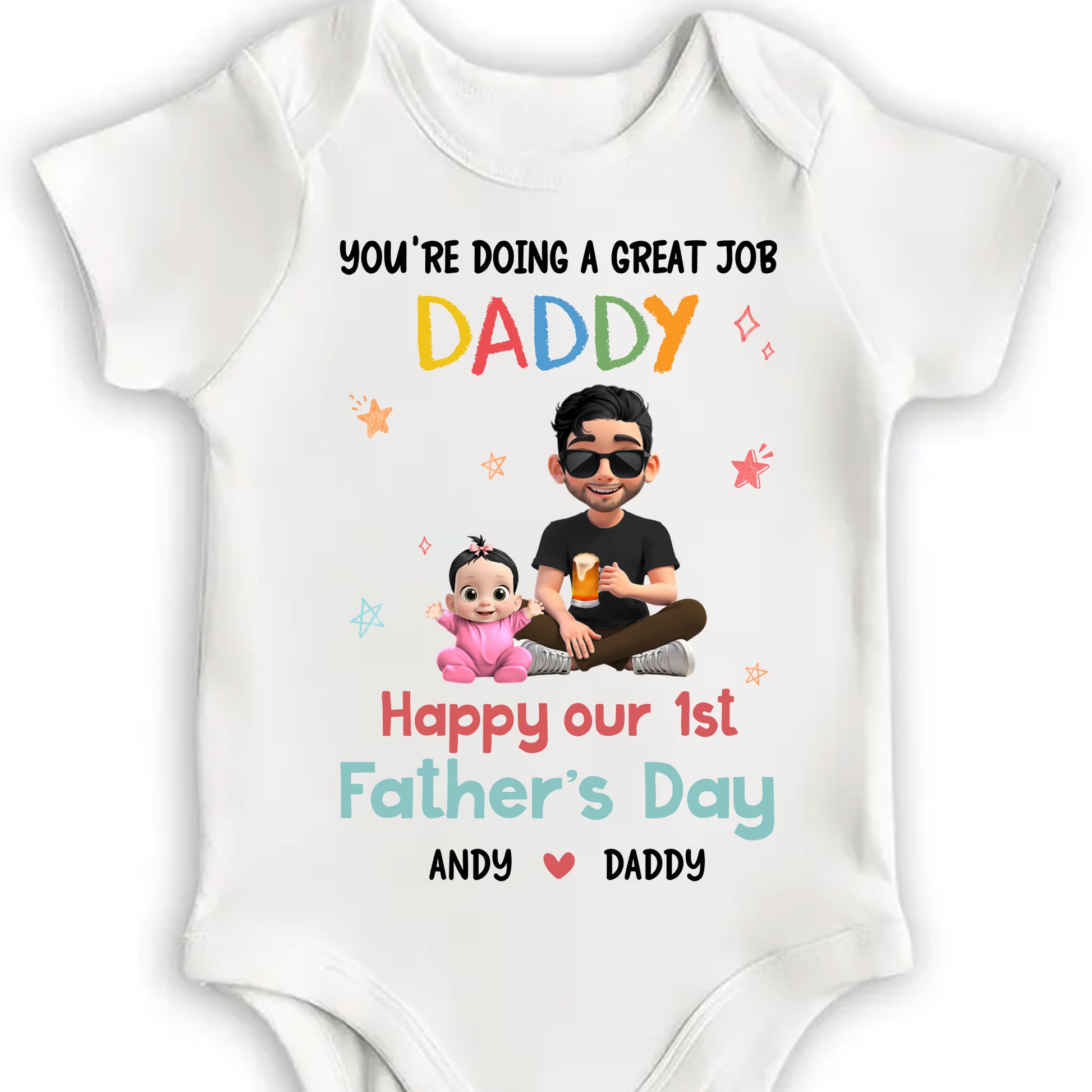 You're Doing A Great Job Daddy, Happy Our 1st Father's Day, Cartoon Figures
