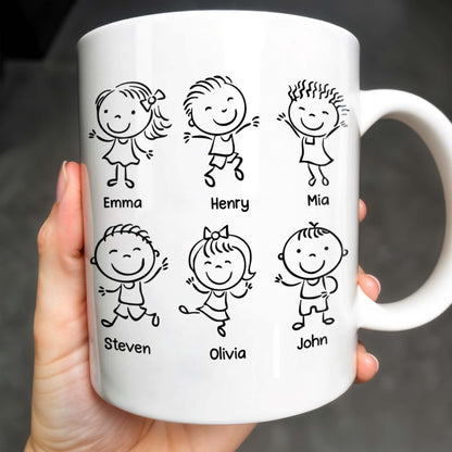 Create A Unique Family Mug With Custom Names And Cartoon Children