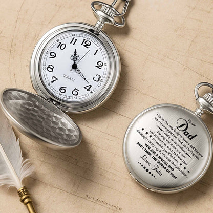 To My Dad, I Know I'm Very Lucky, Silver Pocket Watch
