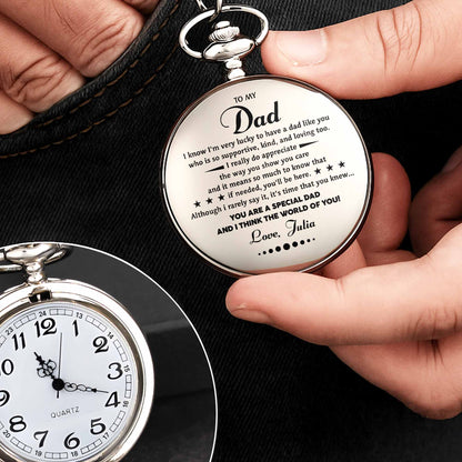 To My Dad, I Know I'm Very Lucky, Silver Pocket Watch