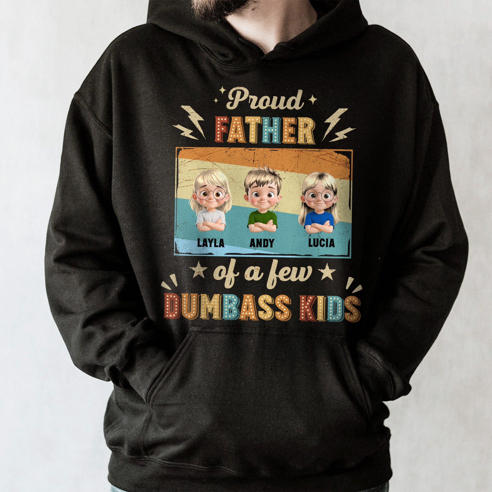 Proud Father Of A Few Dumbass Kids, Stars And Lightning Bolts