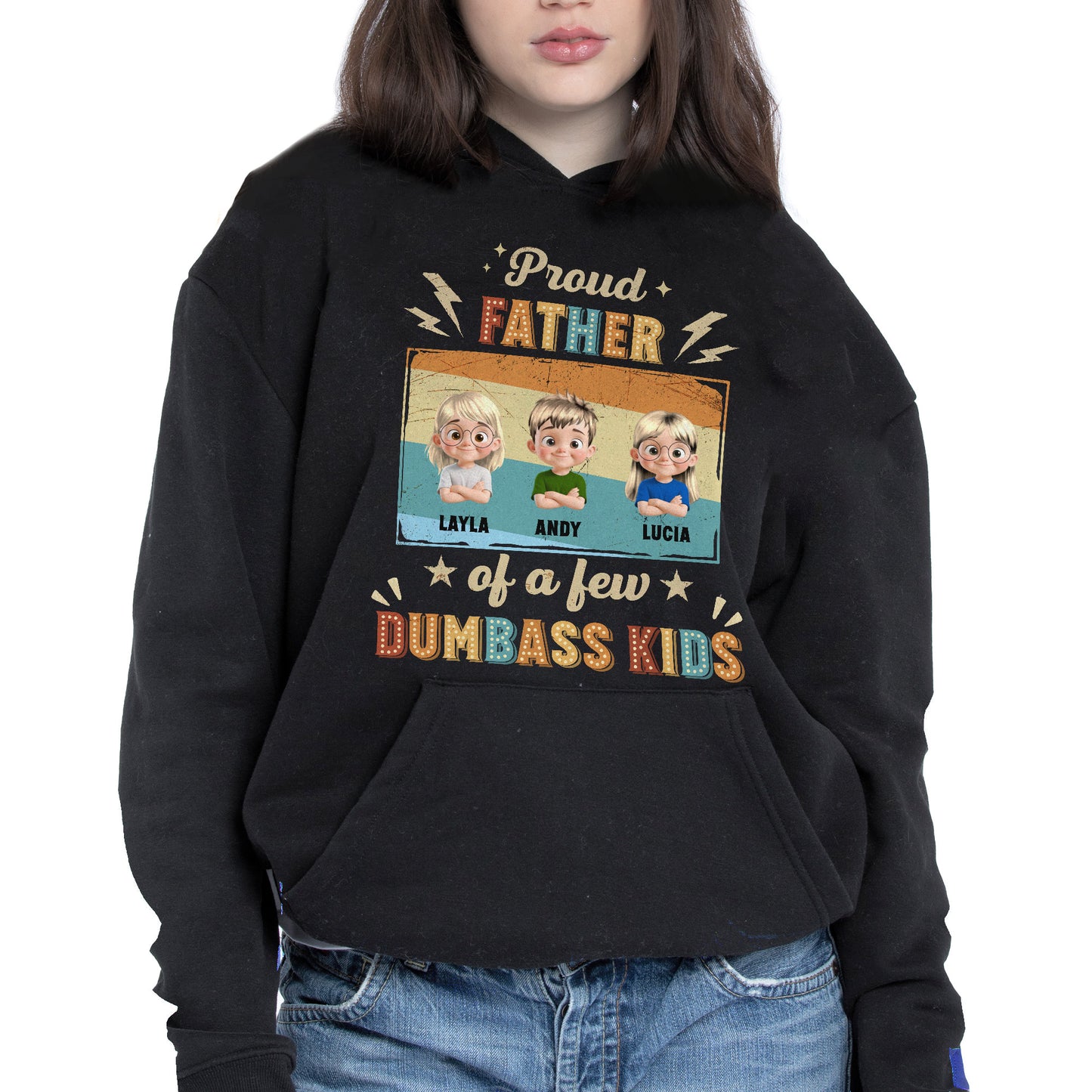 Proud Father Of A Few Dumbass Kids, Stars And Lightning Bolts