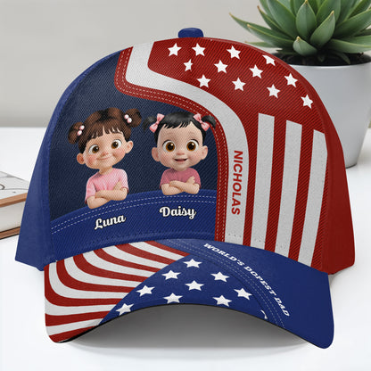World's Dopest Dad, American Flag and Cartoon Children