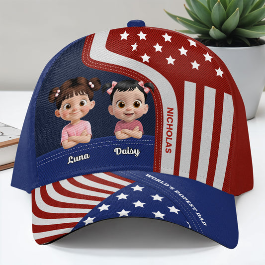 World's Dopest Dad, American Flag and Cartoon Children