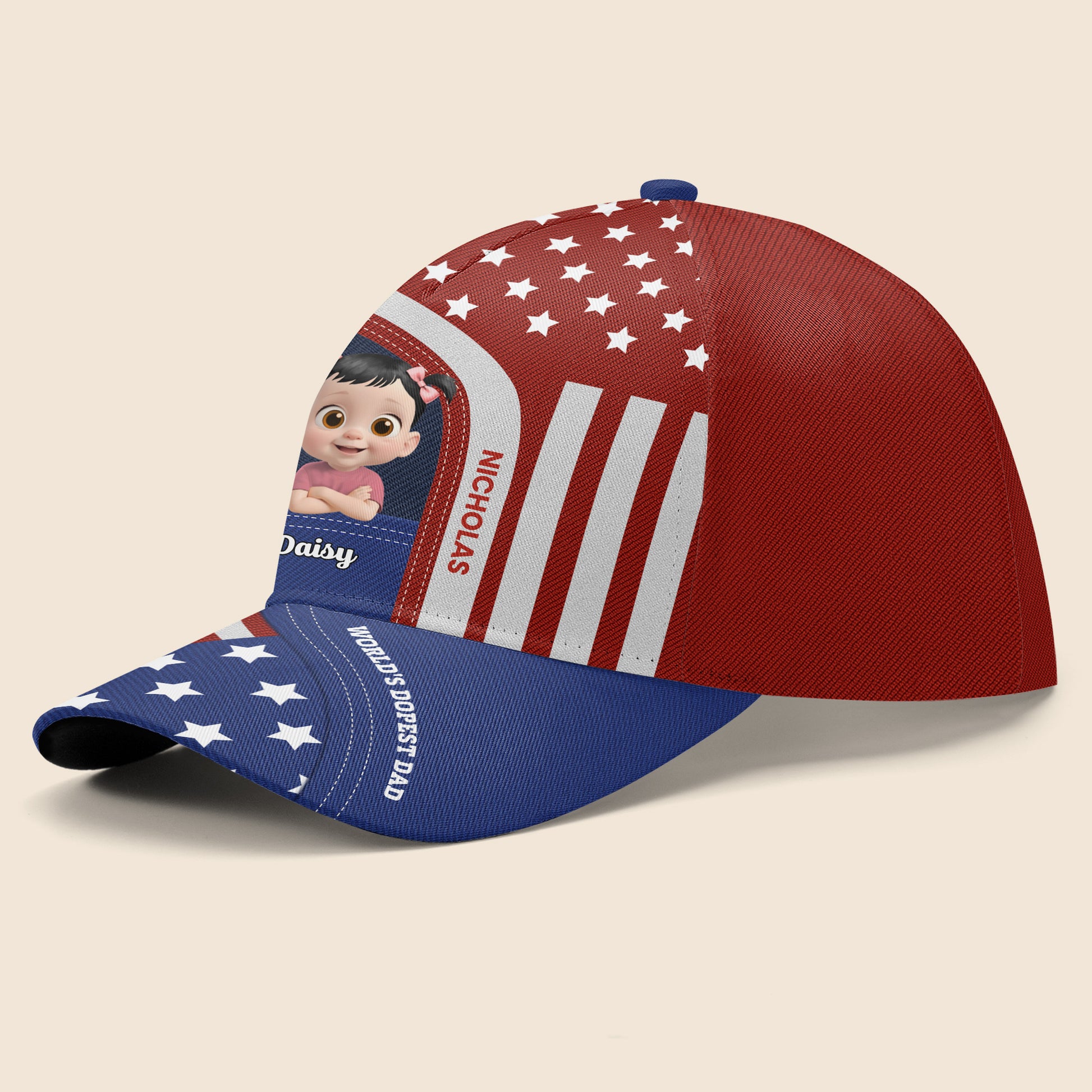 World's Dopest Dad, American Flag and Cartoon Children