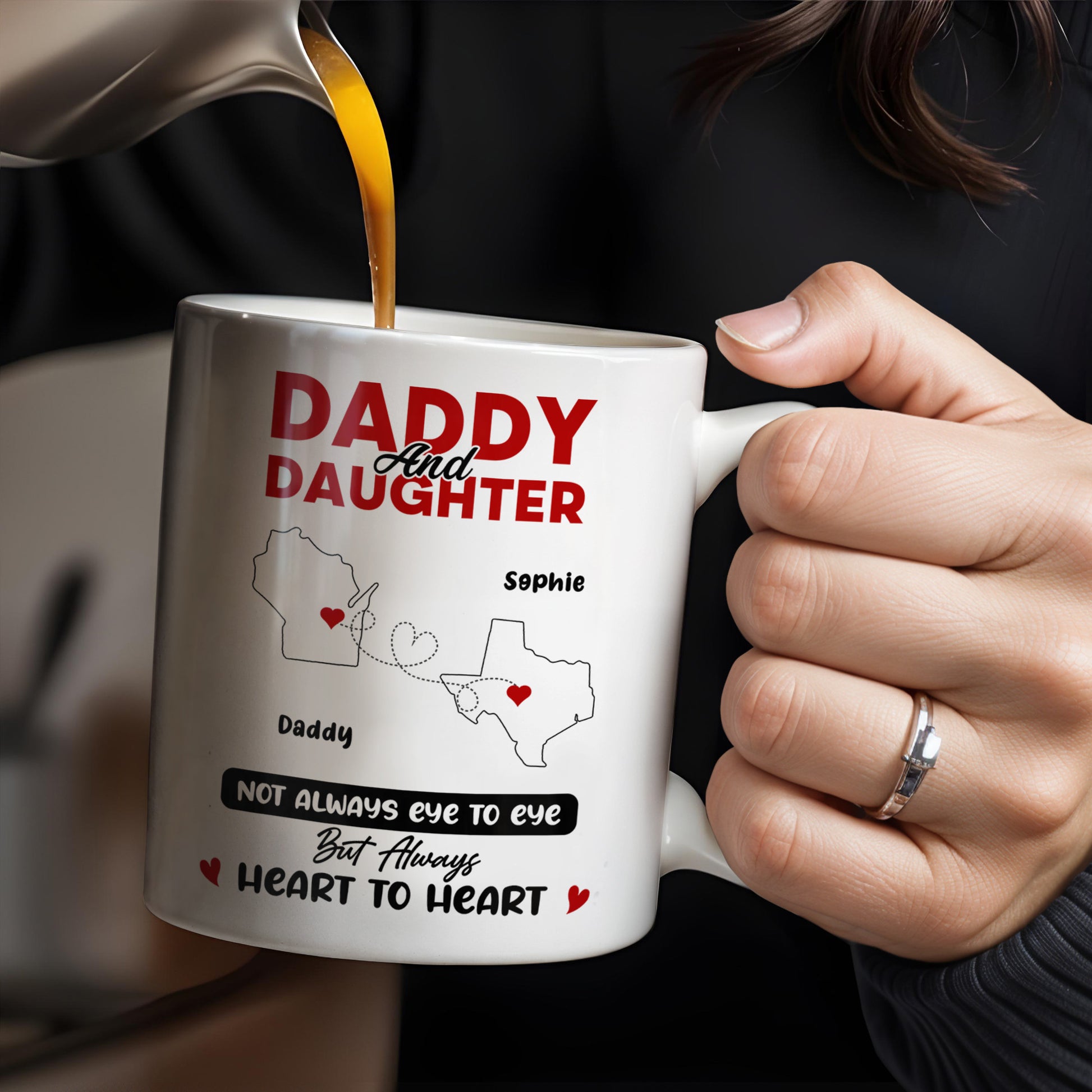 Daddy And Daughter Not Always Eye To Eye But Always Heart To Heart, Map and Heart