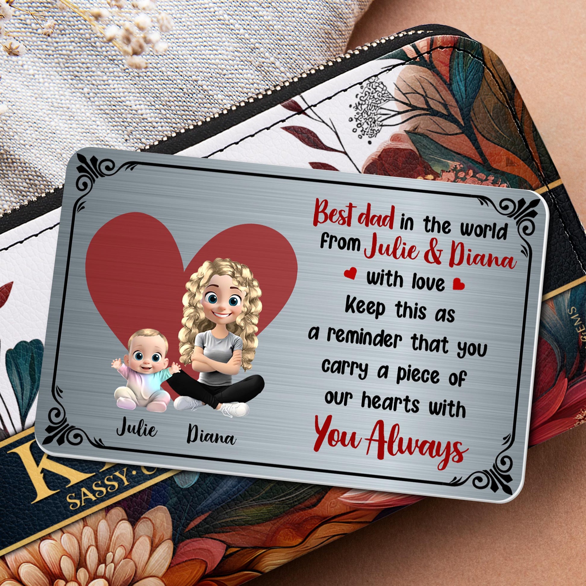 Best Dad In The World From Julie & Diana With Love, Heart and Cartoon Characters