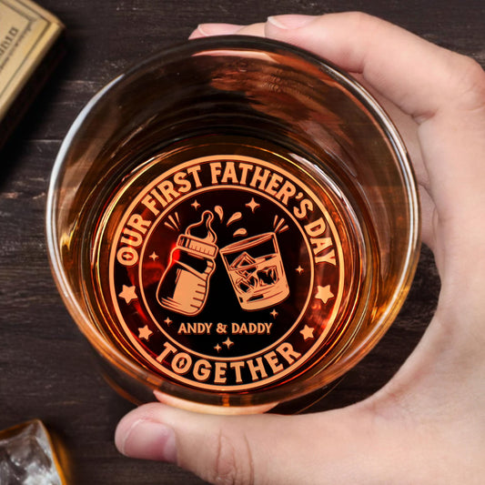 Our First Father's Day Together, Baby Bottle and Whiskey Glass