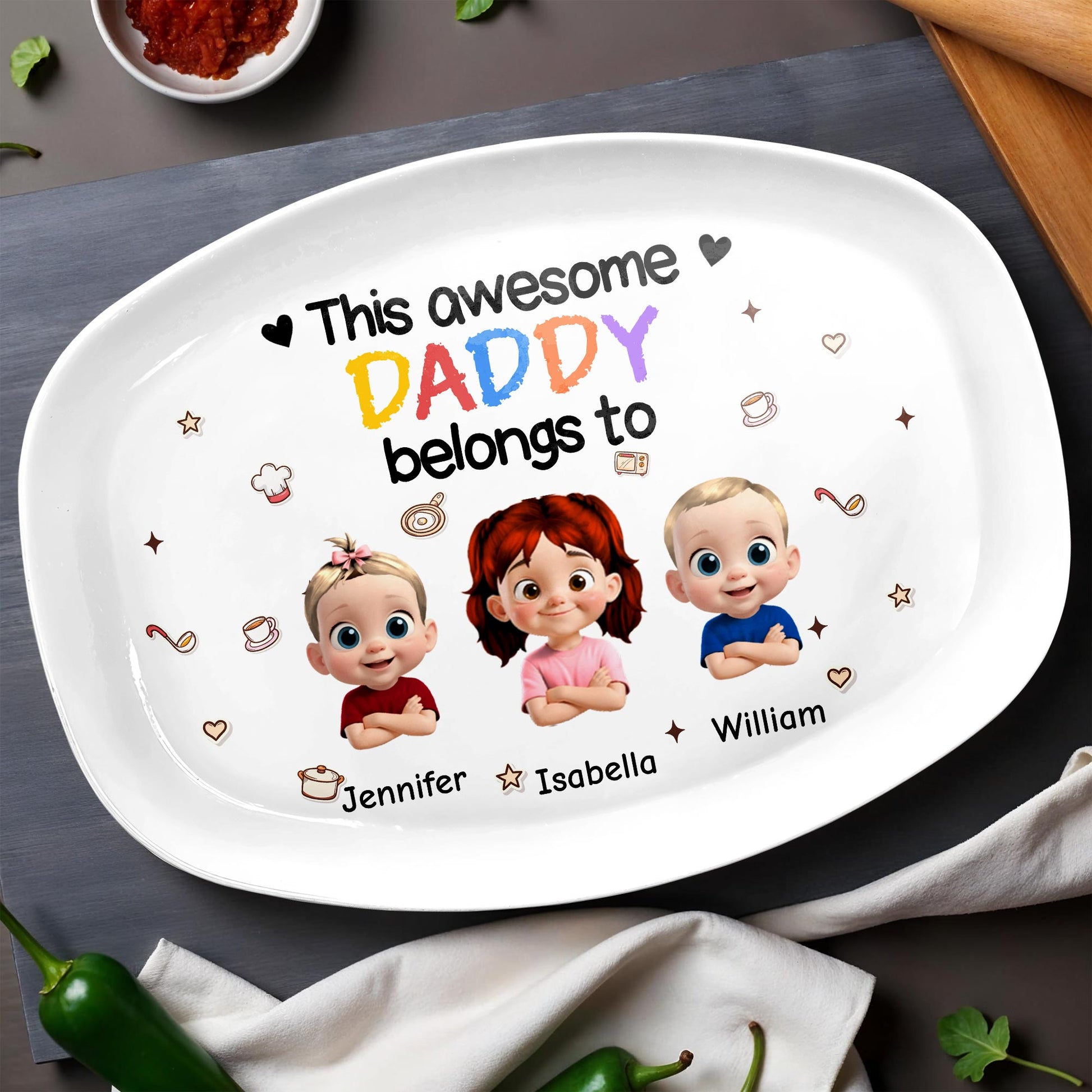 This Awesome Daddy Belongs To Plate With Animated Children