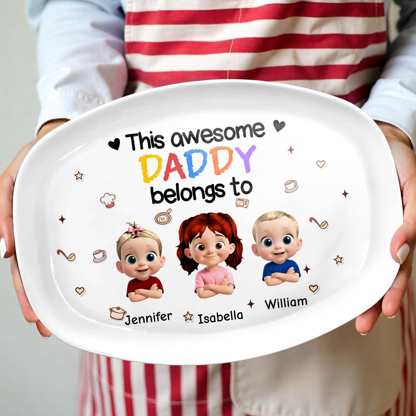 This Awesome Daddy Belongs To Plate With Animated Children