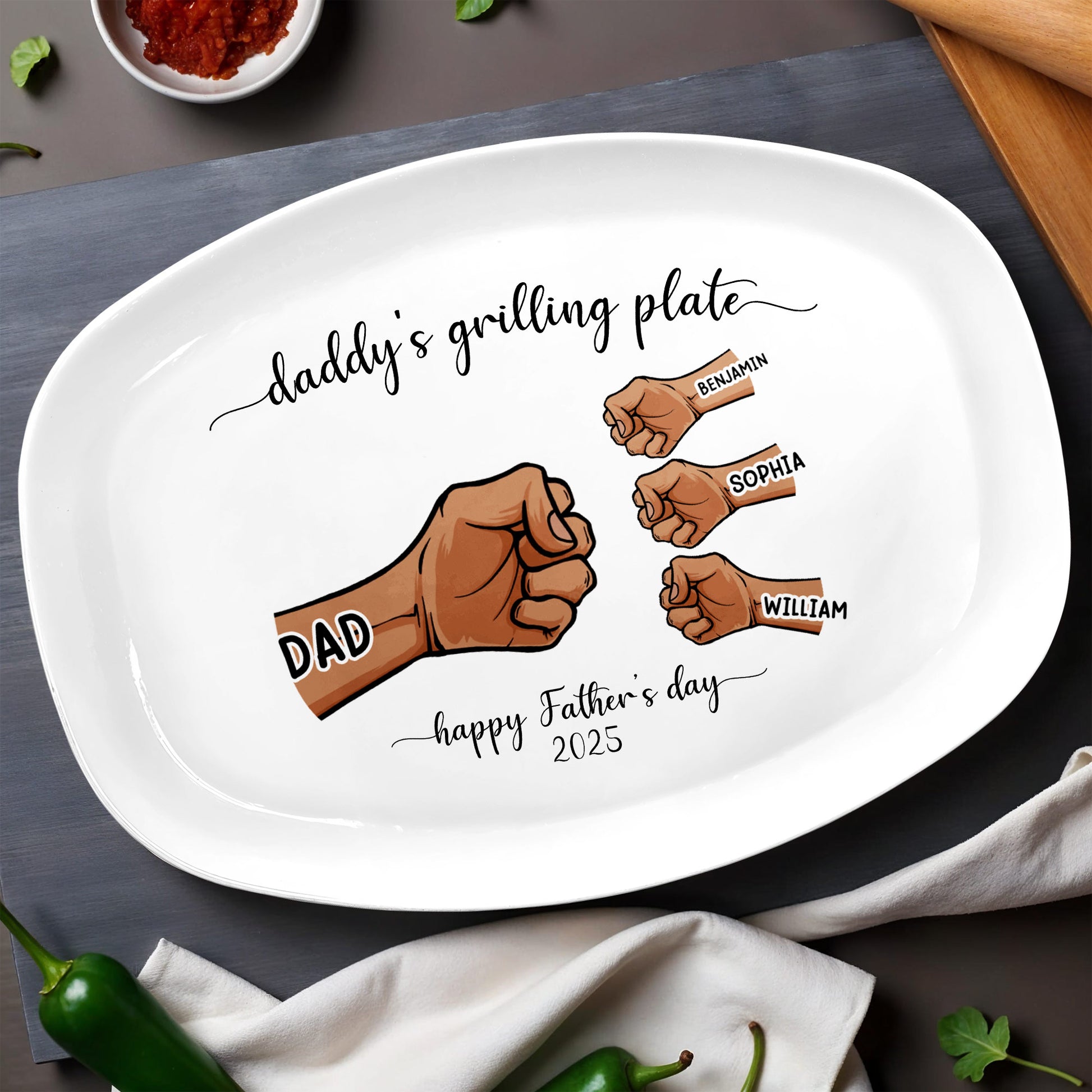 Daddy's Grilling Plate, Happy Father's Day 2025, Fist Bumps