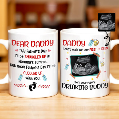 Dear Daddy, This Father's Day I'll Be Snuggled Up, Ultrasound Image, Beer, Heart