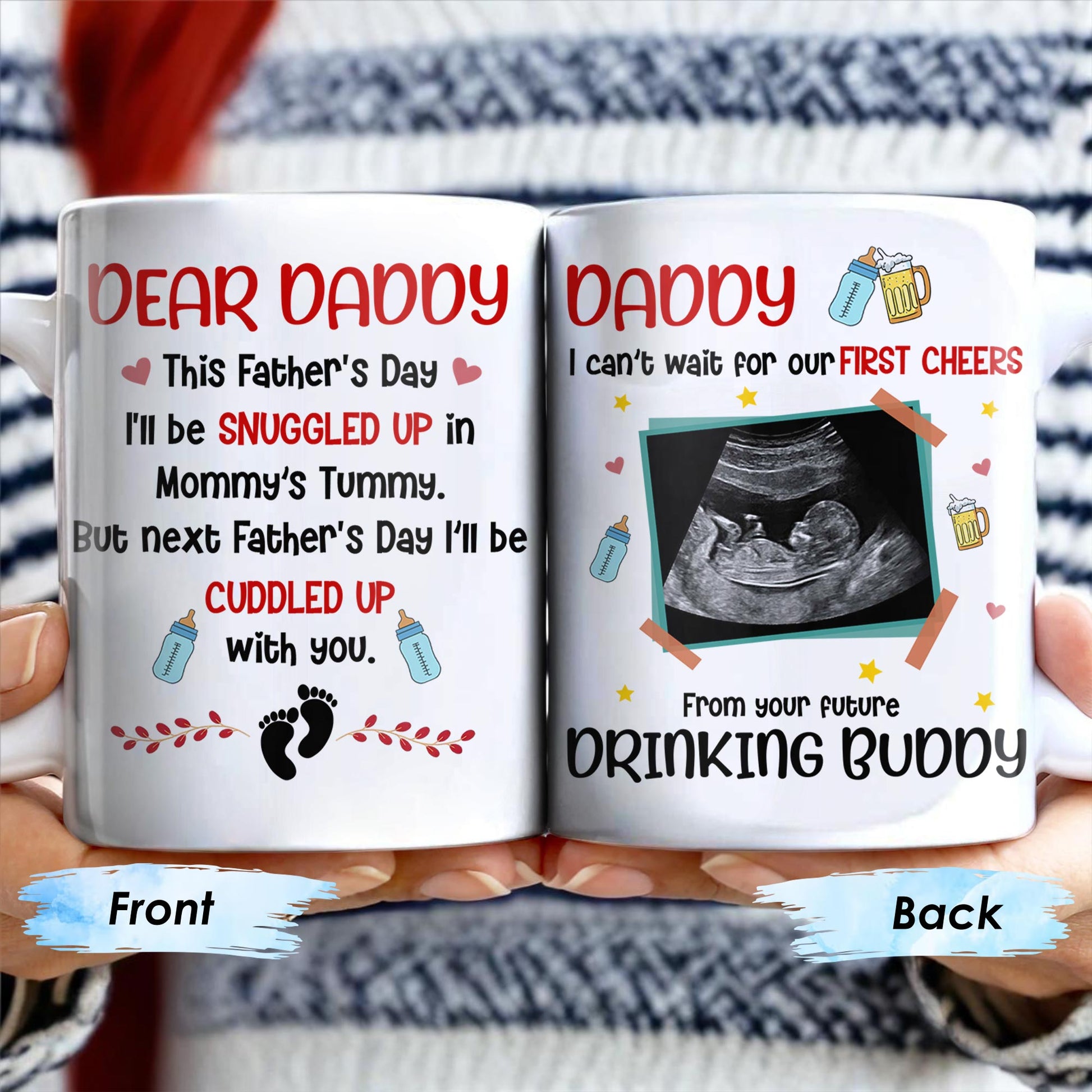Dear Daddy, This Father's Day I'll Be Snuggled Up, Ultrasound Image, Beer, Heart
