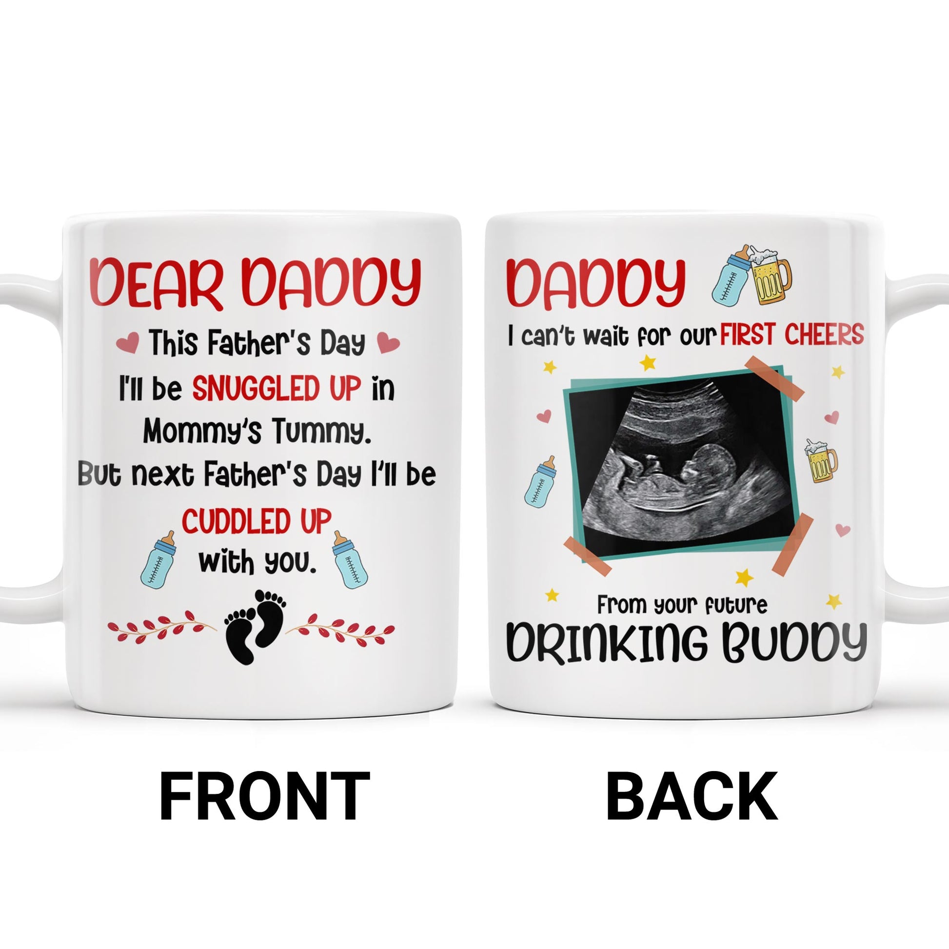 Dear Daddy, This Father's Day I'll Be Snuggled Up, Ultrasound Image, Beer, Heart