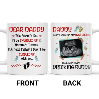 Dear Daddy, This Father's Day I'll Be Snuggled Up, Ultrasound Image, Beer, Heart