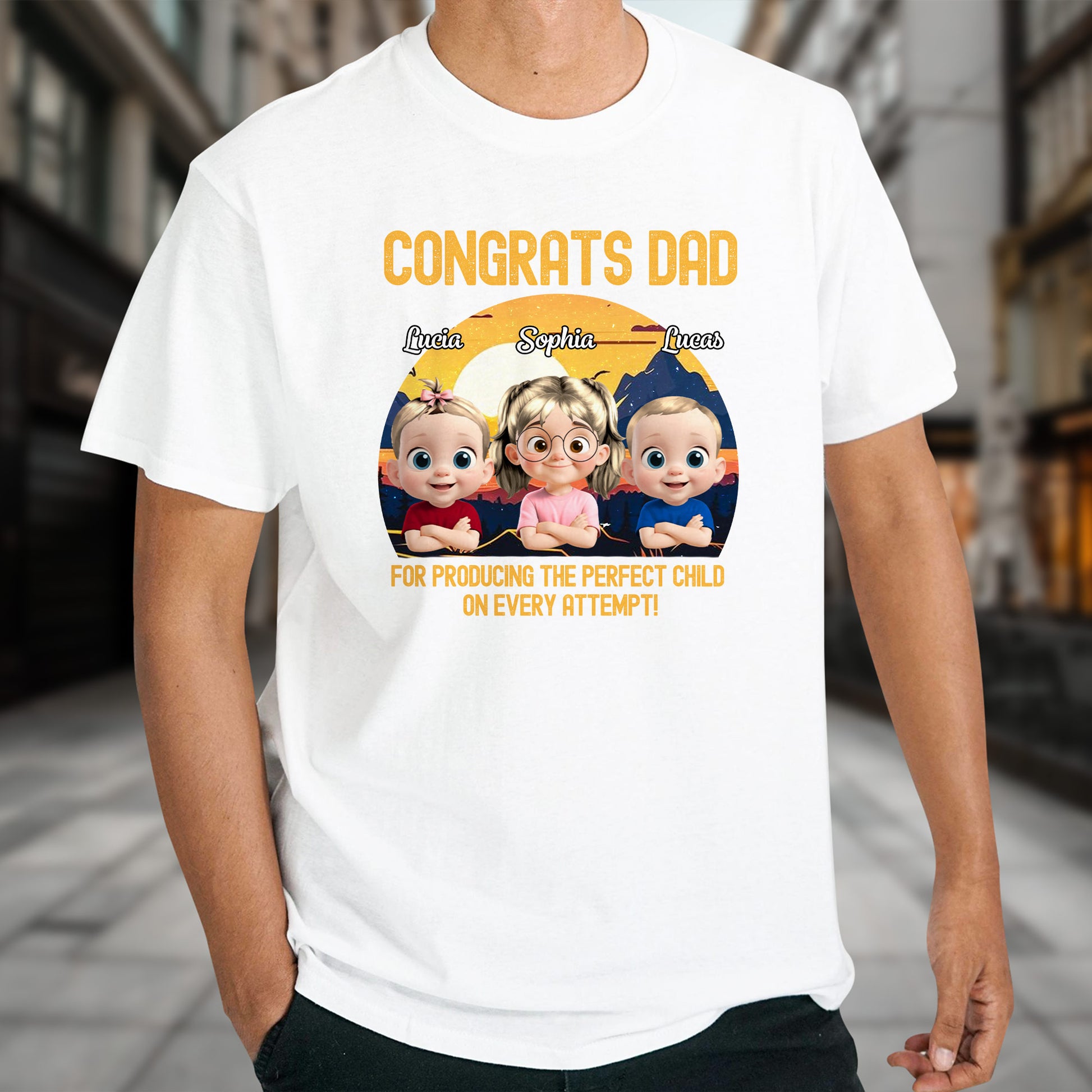 Congrats Dad For Producing The Perfect Child On Every Attempt, Sunset And Mountains