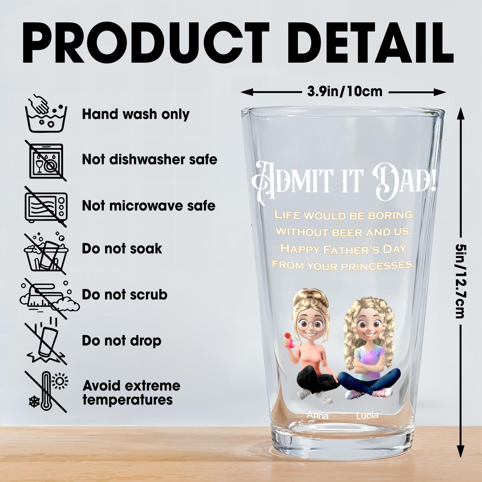 Admit It Dad! Life Would Be Boring Without Beer And Us, Cartoon Daughters