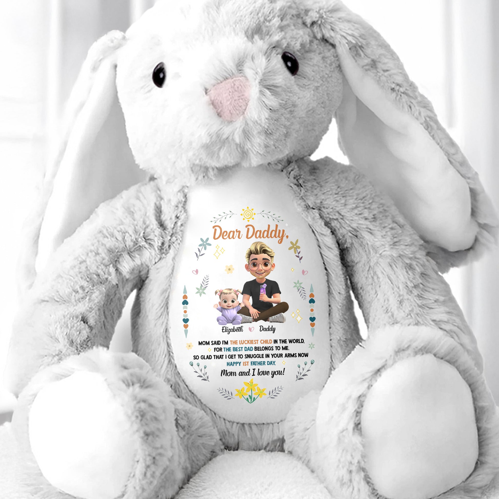 Dear Daddy, Mom Said The Best Daddies Belong To The World, Cartoon Characters And Heart