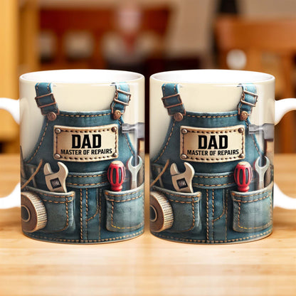 Master of Repairs, Tool Belt, Wrench, Tape Measure - Personalized Custom Coffee Mug - DAD062_MG