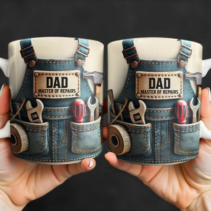 Master of Repairs, Tool Belt, Wrench, Tape Measure - Personalized Custom Coffee Mug - DAD062_MG