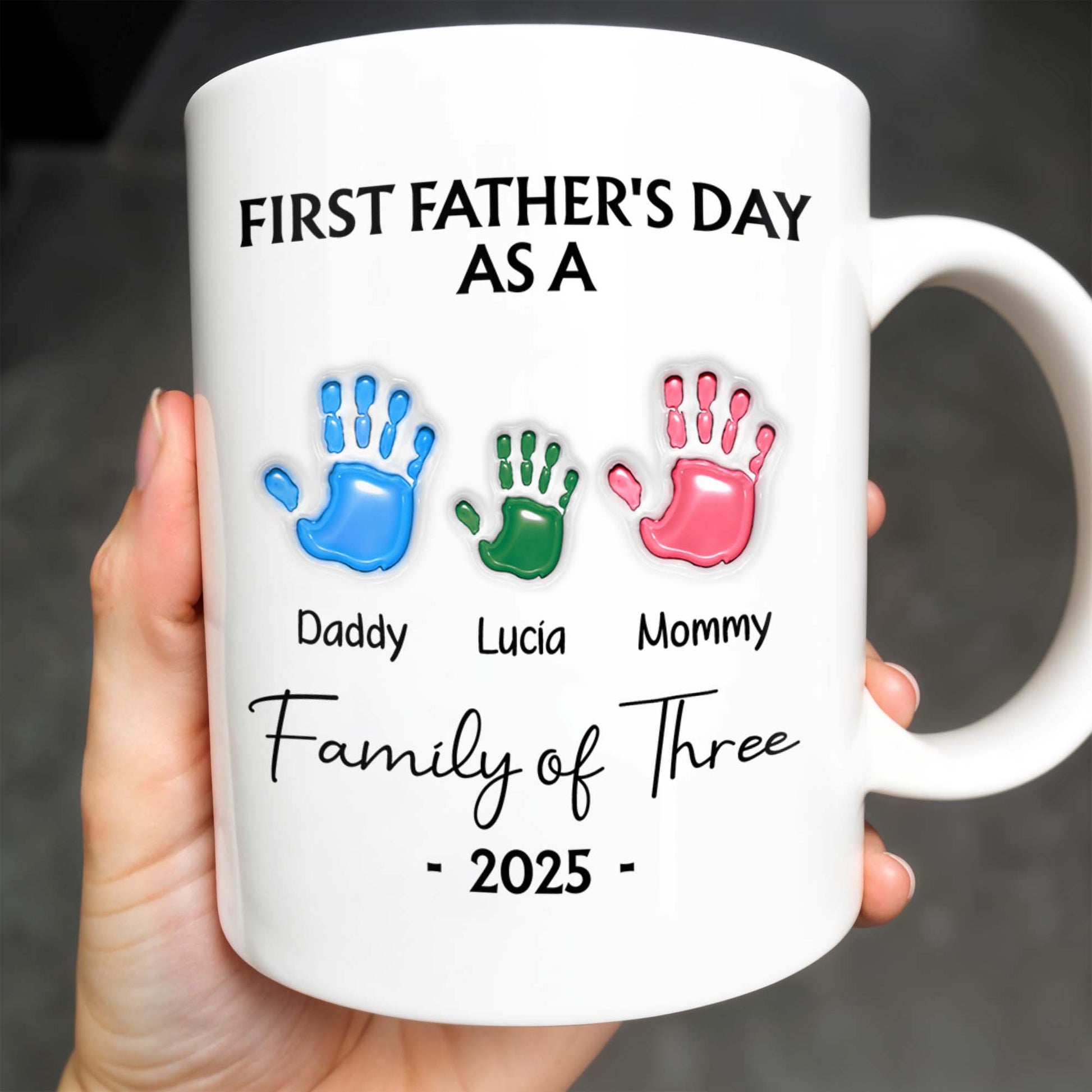 First Father's Day As A Family of Three, Handprints