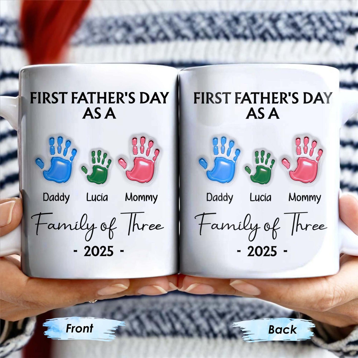 First Father's Day As A Family of Three, Handprints