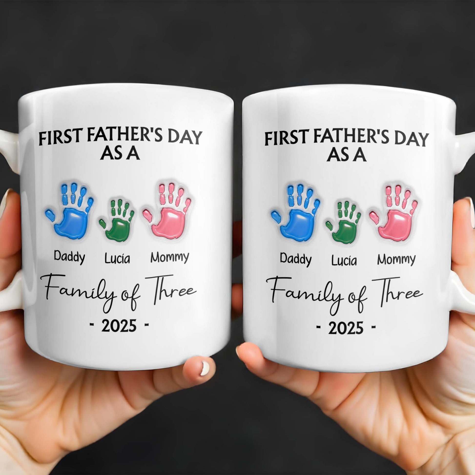 First Father's Day As A Family of Three, Handprints