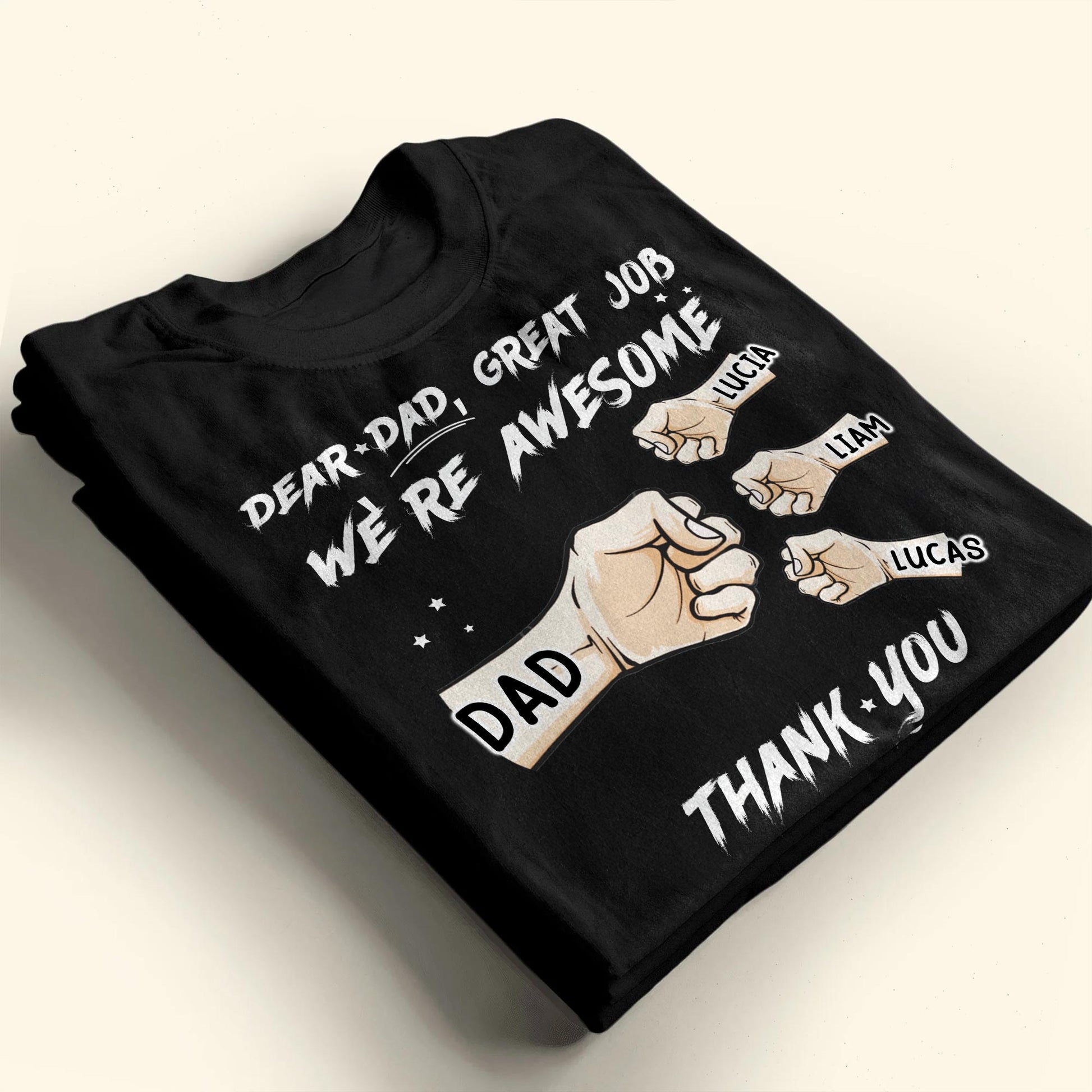 Dear Dad, Great Job We're Awesome Thank You, Pointing Fingers and Stars