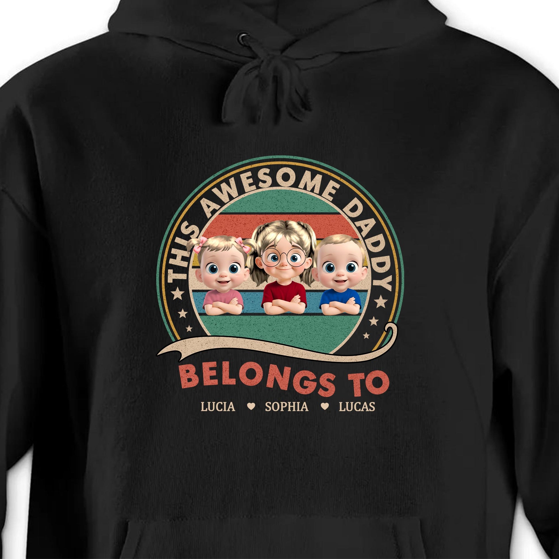 This Awesome Daddy Belongs To, Cartoon Children In Circle Design