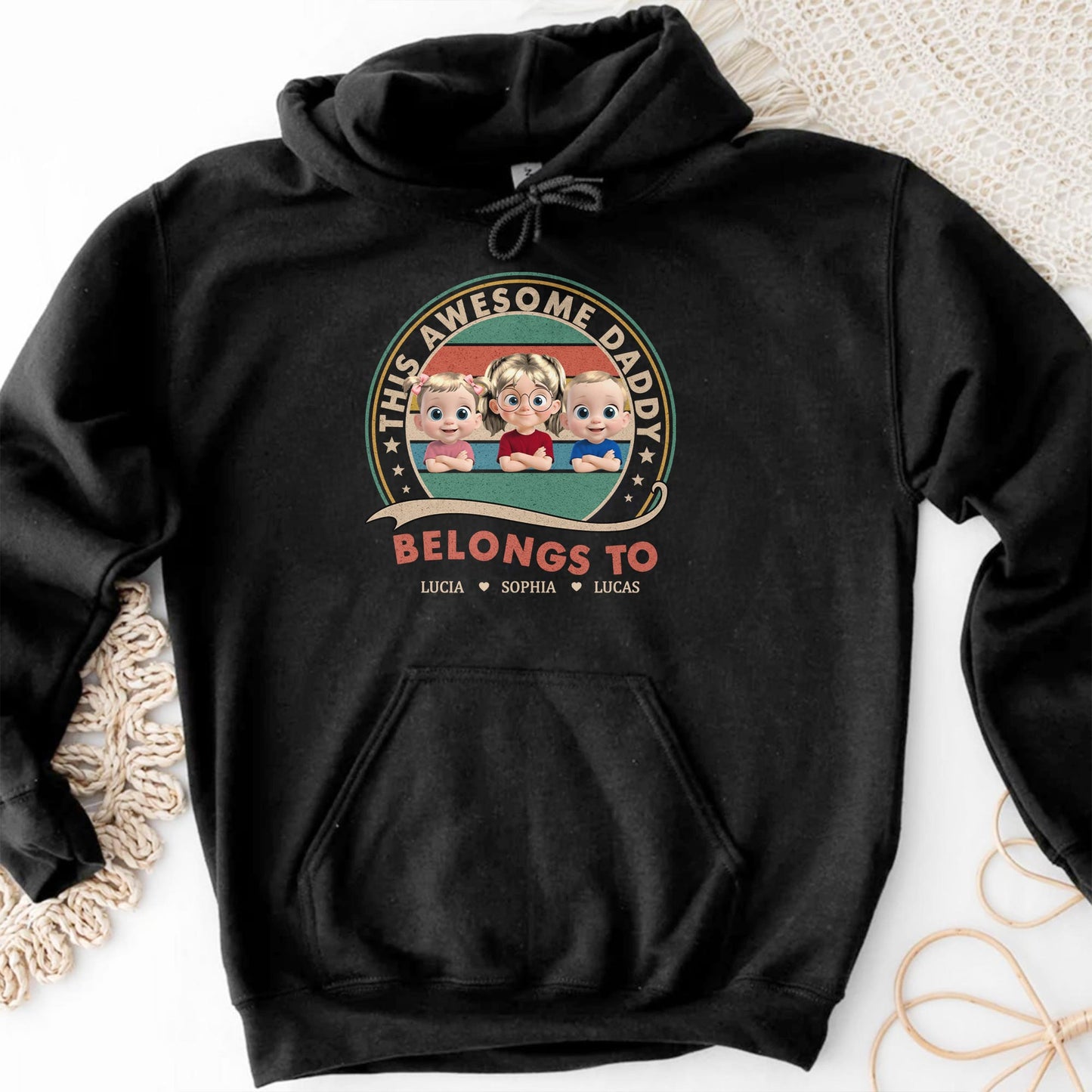 This Awesome Daddy Belongs To, Cartoon Children In Circle Design