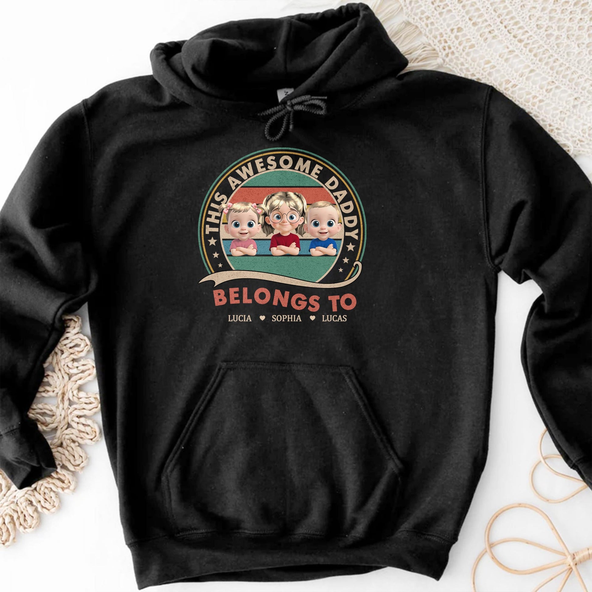 This Awesome Daddy Belongs To, Cartoon Children In Circle Design