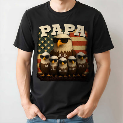 Papa, Eagle and American Flag - Personalized Custom Unisex T-shirt, Hoodie - DAD082_BBAS