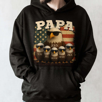 Papa, Eagle and American Flag - Personalized Custom Unisex T-shirt, Hoodie - DAD082_BBAS