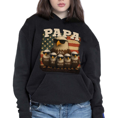 Papa, Eagle and American Flag - Personalized Custom Unisex T-shirt, Hoodie - DAD082_BBAS