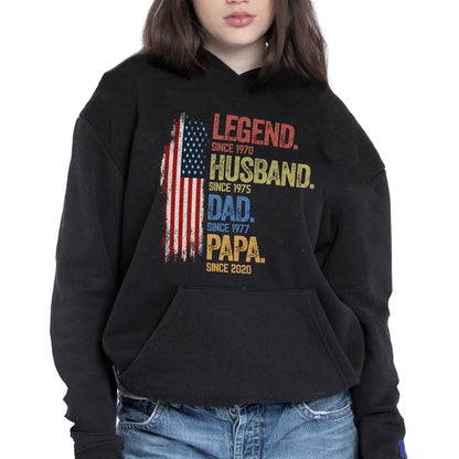 Legend Husband, Dad, Papa T-shirt With American Flag