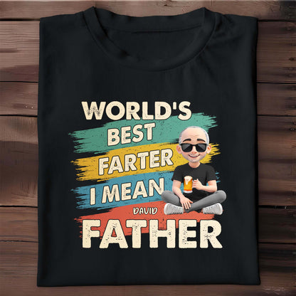 World's Best Farter I Mean Father, Text and Cartoon Character