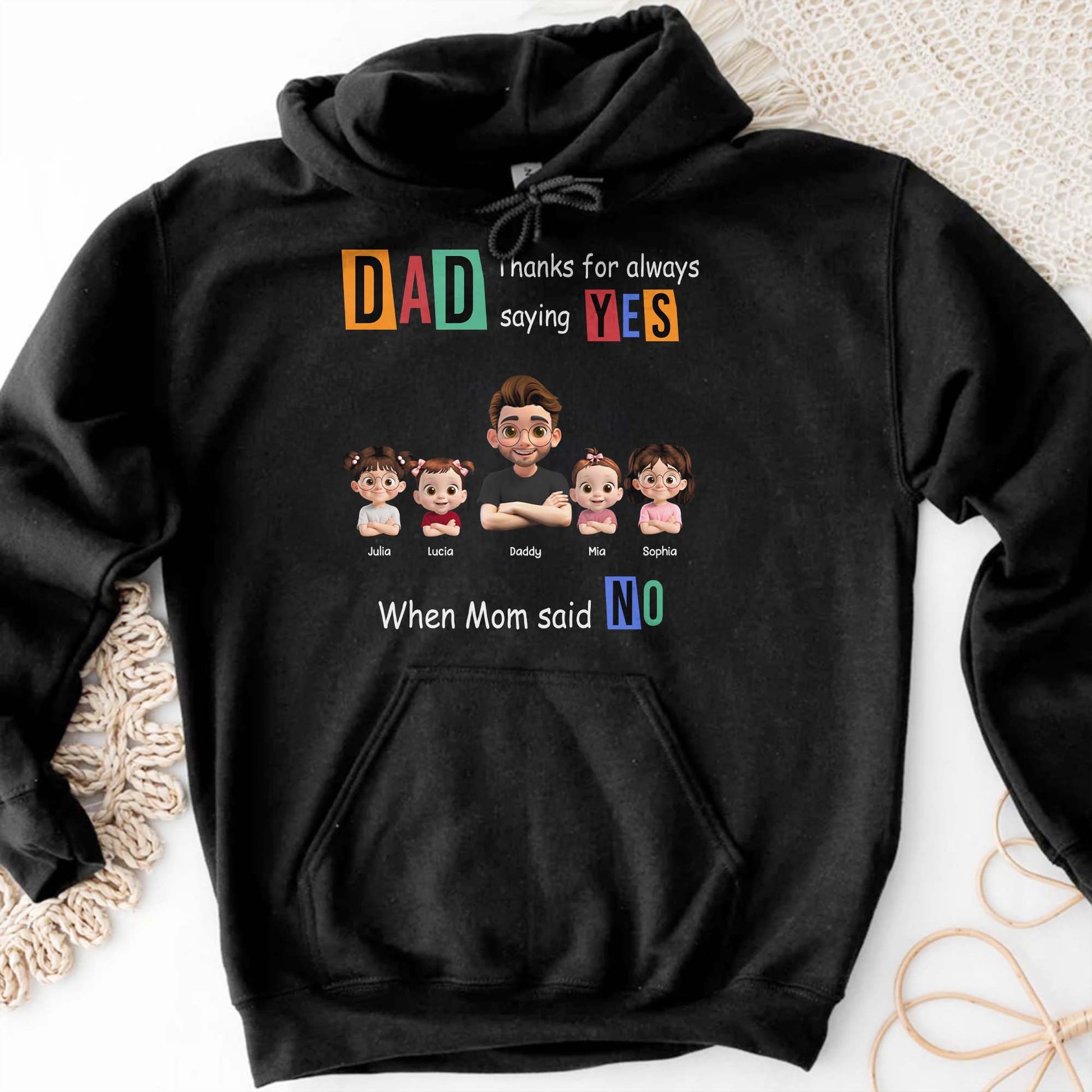 DAD Thanks For Always Saying YES When Mom Said NO, Family Characters